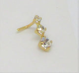 Diamond Triple Pronged Clear Gem Nose Stud L Shape Bent Post Jewelry 20 gauge 20G Nose Jewelry Pin Nostril