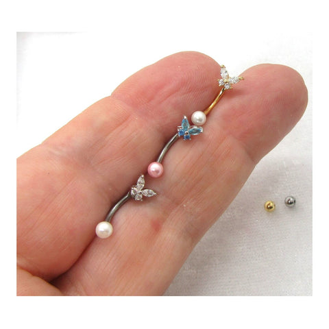 16G VCH Butterfly Crystal Jewelry Barbell 16 Gauge - I Love My Piercings!