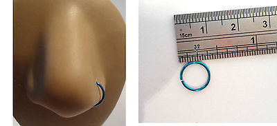 Enamel Non Tarnish Nose Hoop Ring Jewelry 20 gauge 20g Peacock Blue - I Love My Piercings!