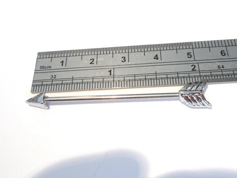 Surgical Stainless Steel Arrow Industrial Ear Barbell 14 gauge 14g 37 mm - I Love My Piercings!