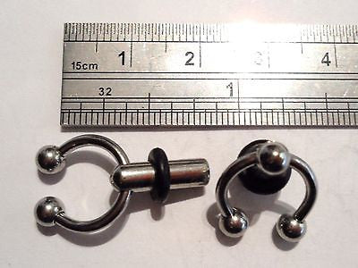 2 pieces Single Fare Surgical Steel horseshoe dangle plugs 6 gauge 6g - I Love My Piercings!