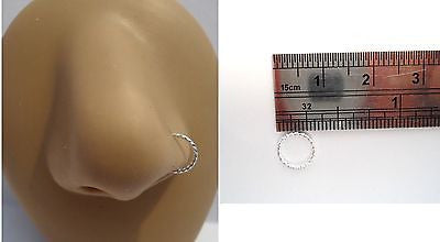Twisted Silver Titanium Seamless Small Nose Hoop Ring 20 gauge 20g 6mm Diameter - I Love My Piercings!
