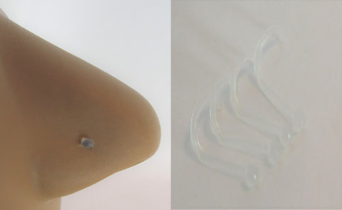 4 Bioplast Clear Acrylic Plastic Nose Hospital Retainer Hide it Small Ball Screw 18 gauge