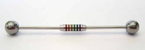 Surgical Stainless Steel Rasta Style Industrial Ear Barbell 16 gauge 16g 38 mm - I Love My Piercings!