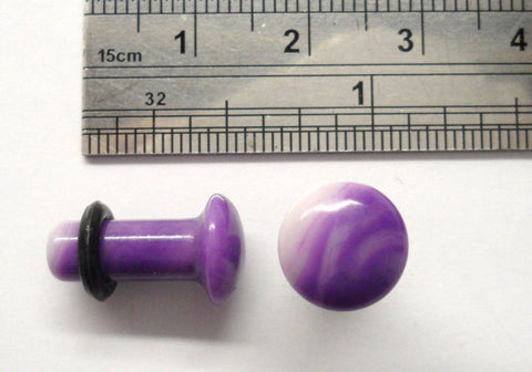 Pair Purple White Stone Single Flare Black O rings Ear Lobe Plugs 4 gauge 4g - I Love My Piercings!