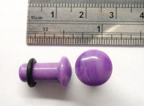 Pair Purple White Stone Single Flare Black O rings Ear Lobe Plugs 2 gauge 2g - I Love My Piercings!