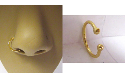 18k Gold Plated Fake Faux Nose Hoop Ring Looks 20 gauge 20g