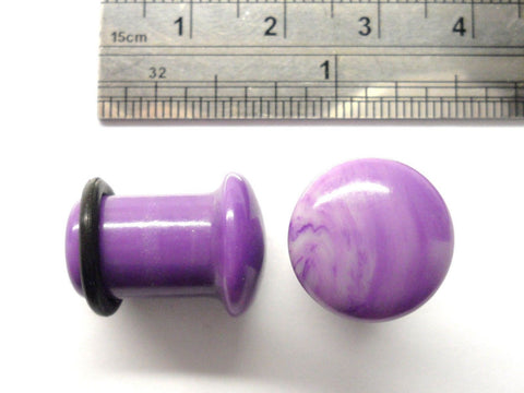 Pair Purple White Stone Single Flare Black O rings Ear Lobe Plugs 00 gauge 00g - I Love My Piercings!