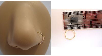 Twisted Gold Titanium Seamless Nose Hoop Ring 20 gauge 20g 9mm Diameter - I Love My Piercings!