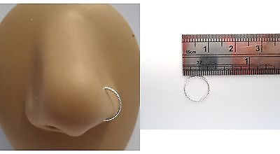 Twisted Silver Titanium Seamless Nose Hoop Ring 20 gauge 20g 9mm Diameter - I Love My Piercings!