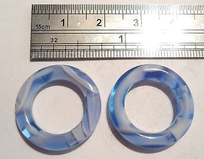 BLUE Marble Acrylic Seamless Segment Lobe Hoops Rings Plugs 6 gauge 6g - I Love My Piercings!