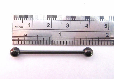 Black Titanium Straight 1.25 inch 32 mm Bar Barbell with 5 mm Balls 14 gauge 14g - I Love My Piercings!