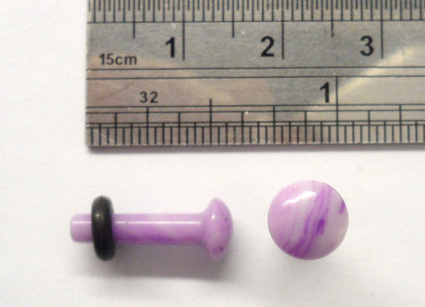 Pair Purple White Stone Single Flare Black O rings Ear Lobe Plugs 8 gauge 8g - I Love My Piercings!