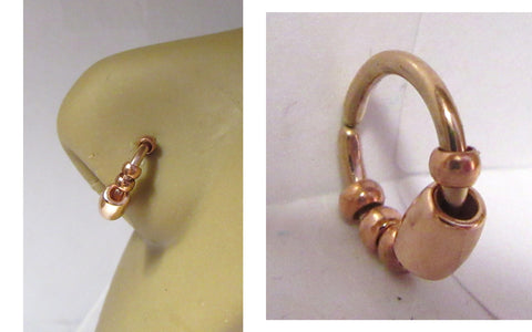 18k Rose Gold Plated Cuff Bead Seamless Nose Nostril Hoop Ring 16 gauge 16g 8 mm