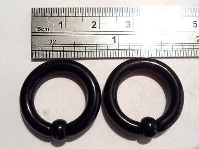 BLACK Acrylic Captives No Tool Stretched Lobe Hoops Rings Plugs 6 gauge 6g - I Love My Piercings!