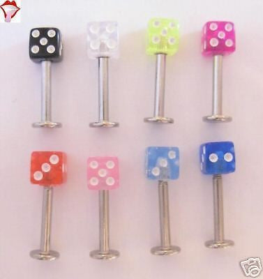 New 8 Piece LABRET Lip Rings Ring DICE 14 gauge - I Love My Piercings!