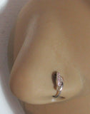 Surgical Steel Seamless Nose Jewelry Hoop Ring Curved Pink Crystal Gem 20 gauge