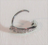 Surgical Steel Seamless Nose Hoop Ring Curved Line Clear Crystal Gem 20 gauge