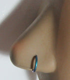 Aqua Turquoise Niobium Seamless Continuous Nose Nostril Hoop Ring 16 gauge 16g