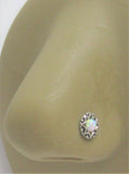 Sterling Silver Fire White Opal Star Flower L Shape Post Pin Stud Nose Ring 20g