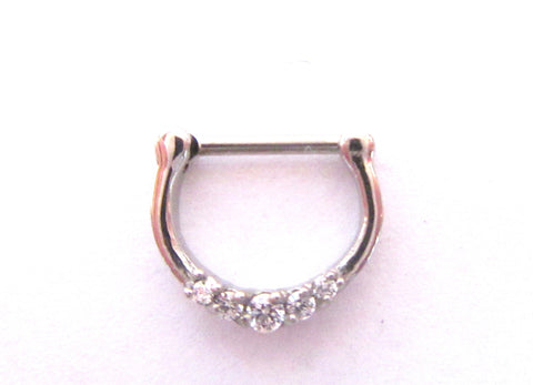 Daith Jewelry for Migraines 5 Clear Crystal Hoop 16 gauge 9 mm diameter - I Love My Piercings!