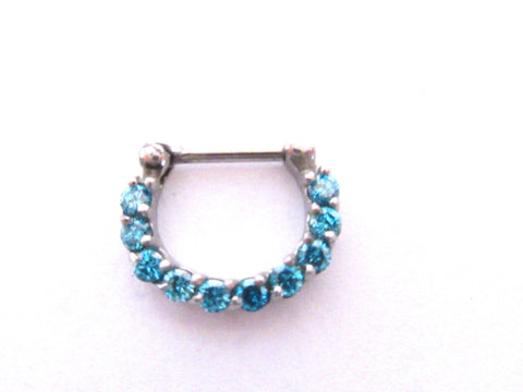 Daith Jewelry for Migraines Aqua Cluster Crystals Hoop 16g 9 mm diameter - I Love My Piercings!