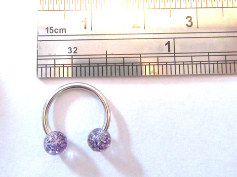 Daith Jewelry for Migraines Purple Glitter Balls Horseshoe 16g 6mm, 8mm, 10mm - I Love My Piercings!