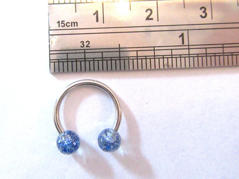 Daith Jewelry for Migraines Blue Glitter Balls Horseshoe 16g 6, 8, 10 mm Diameters - I Love My Piercings!
