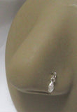 Sterling Silver L Shape Straight Pin Marquise Crystal Dangle Nose Stud Bone Post Ring 22 gauge 22g