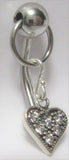 Heart Ornate Dangle VCH Vertical Clitoral Clit Hood Bar Post Ring 14g