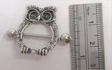 Surgical Steel Owl Nipple Ring 14 gauge 14g