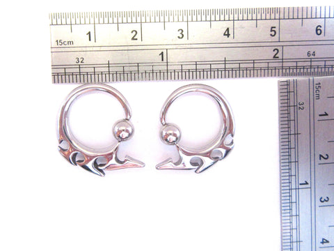 Stainless Surgical Steel Dangle Hoop Sword Earrings 16 gauge 16g - I Love My Piercings!