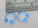 Light Blue Flexible Bioplast Hospital Retainers No Metal Horseshoes 16 gauge 8mm Diameter