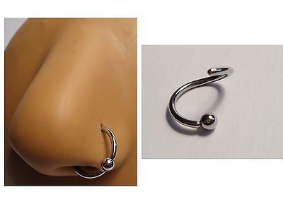 Surgical Steel Ball Attached Nose Ring Hoop 16 gauge 16g 10mm Diameter - I Love My Piercings!