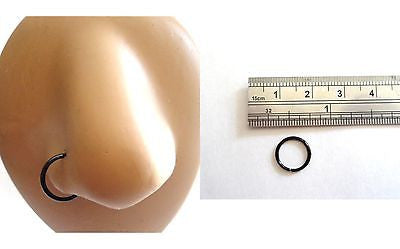Black Titanium Seamless Nose Hoop Ring 20 gauge 20g 7mm diameter - I Love My Piercings!