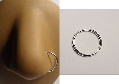 Sterling Silver Seamless Nose Round Hoop Ring 18 gauge 18g 10mm diameter - I Love My Piercings!