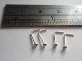 4 Clear Crystal Nose Studs Pins L Shape Sterling Silver Rings 22 gauge 22g - I Love My Piercings!