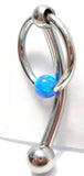 Blue Opal Stone Hoop Dangle Barbell Bar VCH Jewelry Clit Clitoral Hood Ring 14 gauge 14g