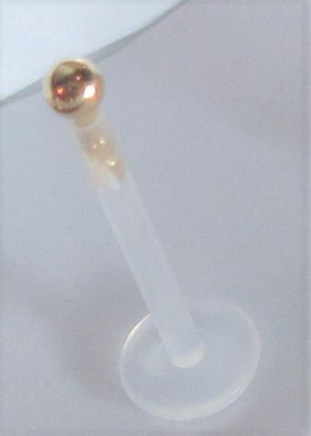 14K Yellow Gold Bioplast Flexible Metal Sensitive Plastic Stud Push Pin 16 gauge