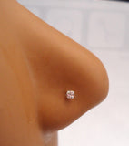 5 Sterling Silver Claw Set Clear CZ Crystal Straight Pin Nose Studs 22 gauge 22g