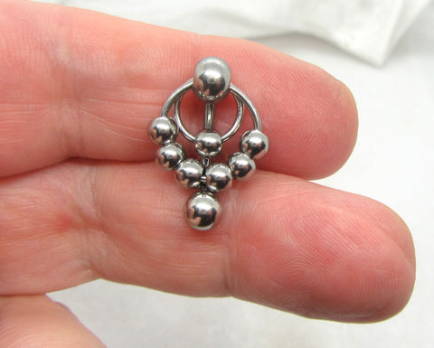 14G Beaded Silver VCH Jewelry Clit Hood Ring