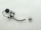 14G Beaded Black Silver VCH Jewelry Clit Hood Ring