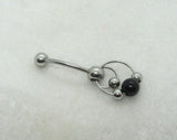 14G Beaded Black Silver VCH Jewelry Clit Hood Ring