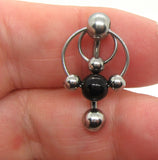 14G Beaded Black Silver VCH Jewelry Clit Hood Ring