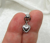 14G Heart Top Down Belly Ring Hoop Piercing Reverse Bar Barbell