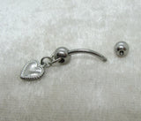14G Heart Top Down Belly Ring Hoop Piercing Reverse Bar Barbell