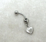 14G Heart Top Down Belly Ring Hoop Piercing Reverse Bar Barbell