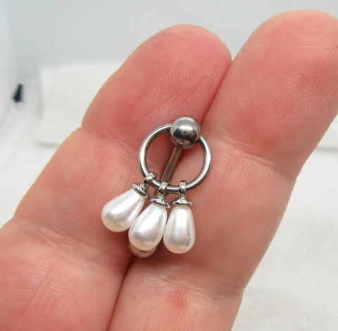 14G Pearl Teardrop VCH Jewelry Clit Hood Ring