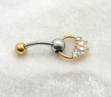14G Reverse Gold Silver 2 Tone Top Down Belly Ring Hoop Belly Piercing Reverse Belly Bar Barbell - I Love My Piercings!
