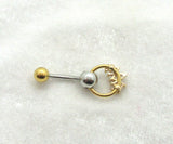 14G Reverse Gold Silver 2 Tone Top Down Belly Ring Hoop Belly Piercing Reverse Belly Bar Barbell - I Love My Piercings!